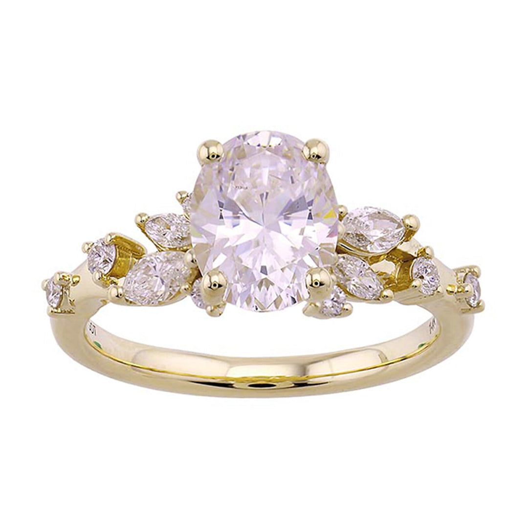 14Kt Yellow Semi Mount 3/8Ctw For 2Ct Oval Center
