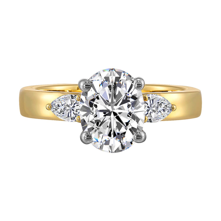 14Kt White Yellow Semi Mount 1/3Ctw For 2Ct Oval Center