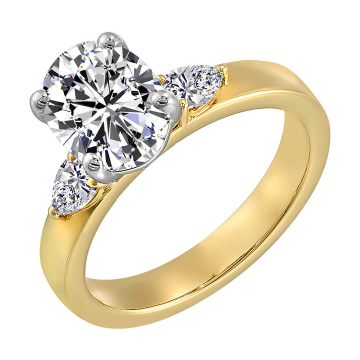 14Kt White Yellow Semi Mount 1/3Ctw For 2Ct Oval Center