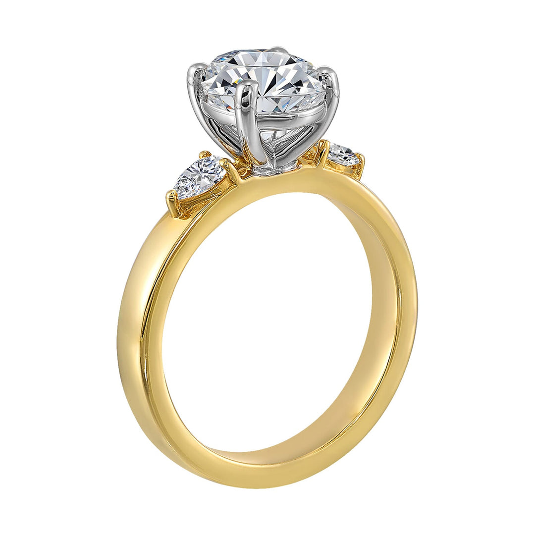 14Kt White Yellow Semi Mount 1/3Ctw For 2Ct Oval Center