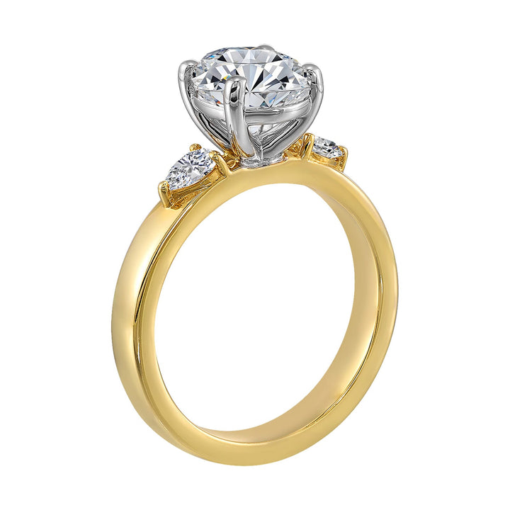 14Kt White Yellow Semi Mount 1/3Ctw For 2Ct Oval Center