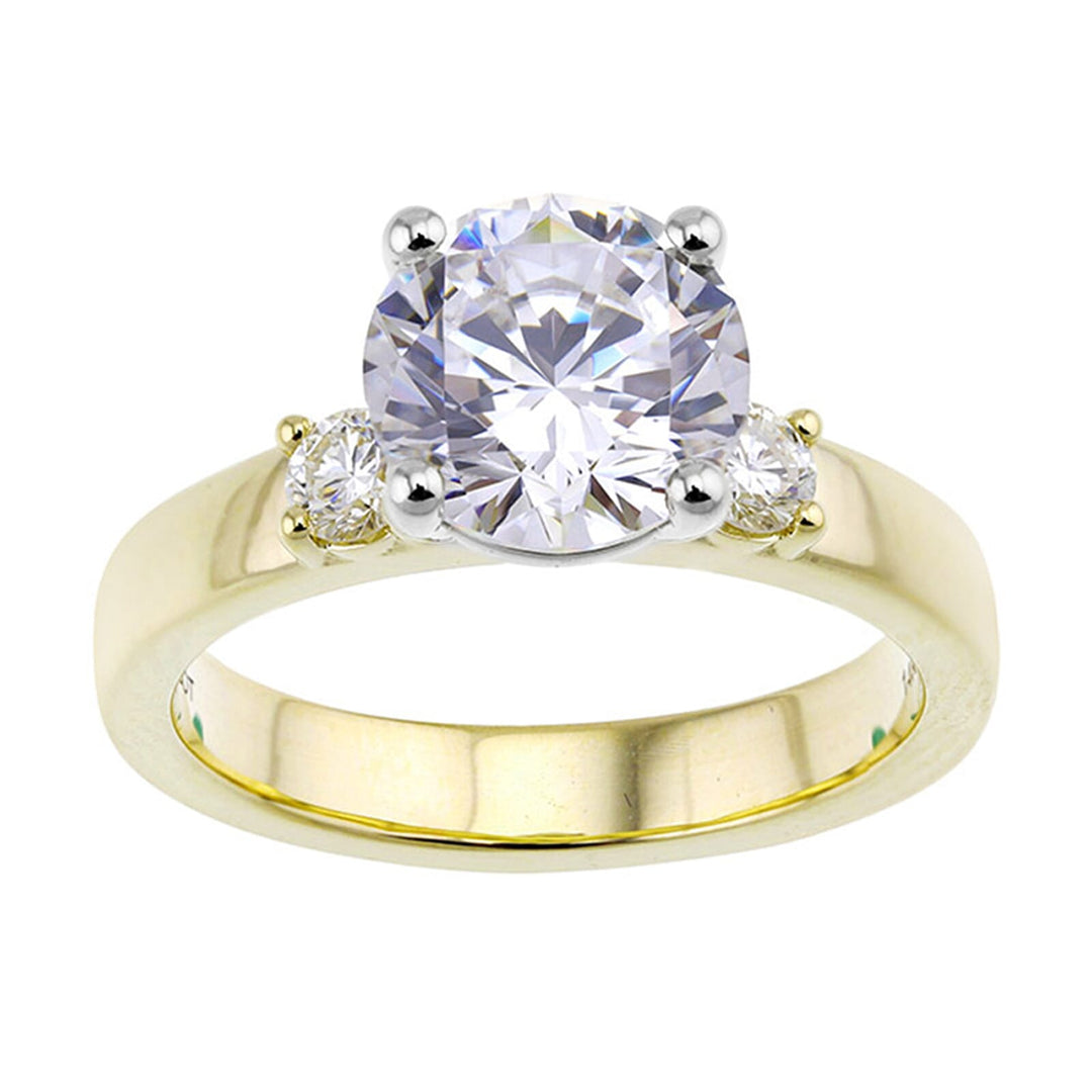 14Kt White Yellow Semi Mount 1/4Ctw For 2Ct Round Center