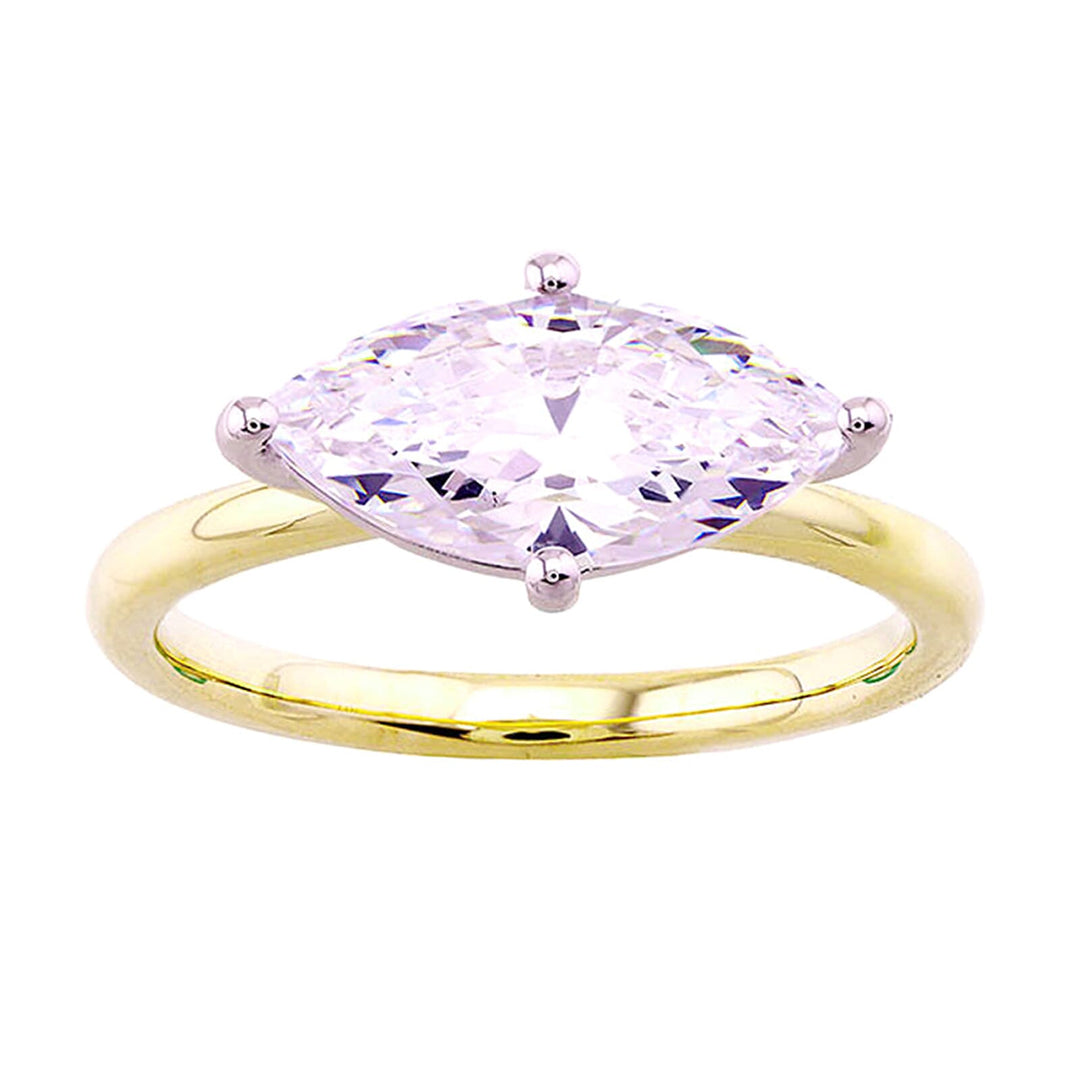 14Kt White Yellow Semi Mount For 2Ct Marquise Center