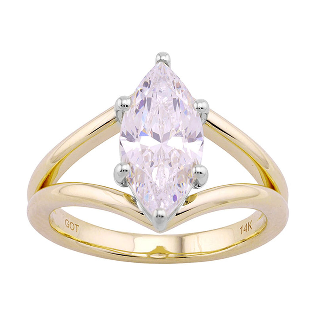 14Kt White Yellow Semi Mount For 2Ct Marquise Center
