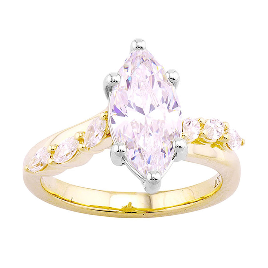 14Kt White Yellow Semi Mount 3/8Ctw For 2Ct Marquise Center
