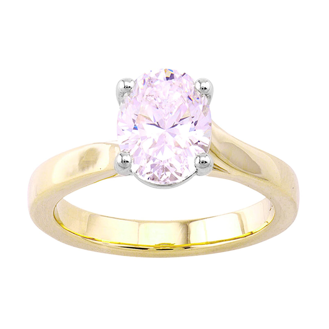 14Kt White Yellow Semi Mount For 2Ct Oval Center