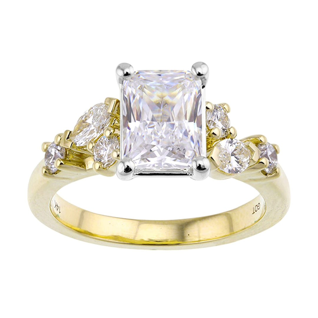 14Kt White Yellow Semi Mount 1/2Ctw For 2Ct Radiant Center