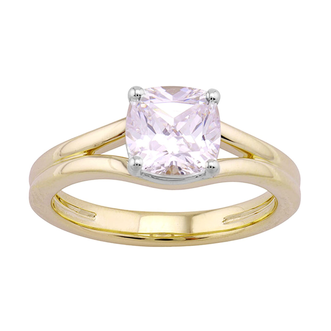 14Kt White Yellow Semi Mount For 2Ct Cushion Center