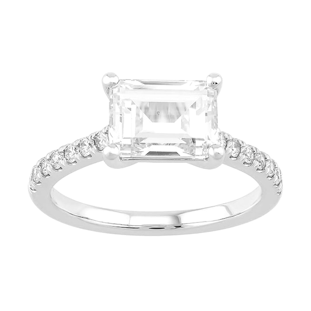 14Kt White Semi Mount 1/4Ctw For 2Ct Emerald Center