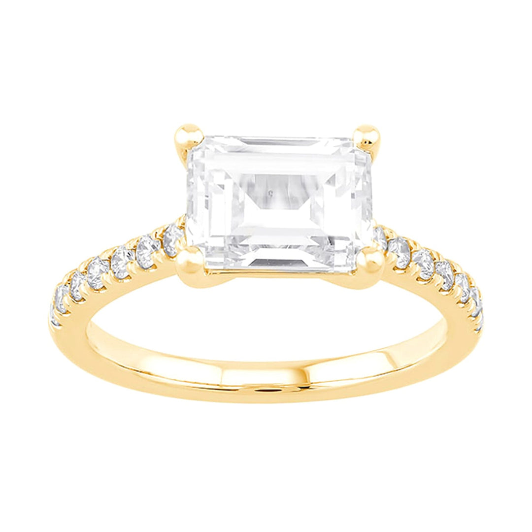14Kt Yellow Semi Mount 1/4Ctw For 2Ct Emerald Center