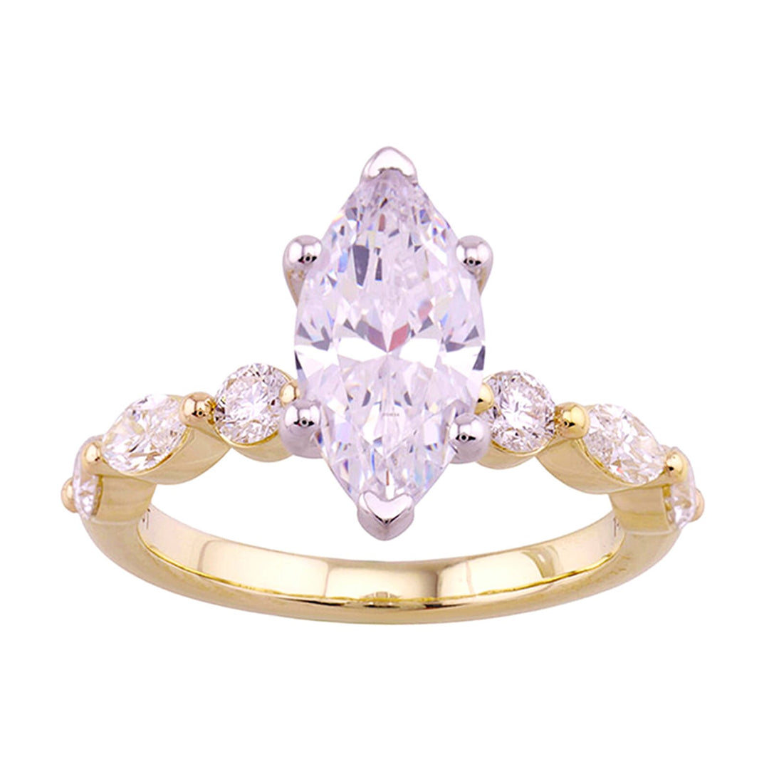 14Kt White Yellow Semi Mount 3/4Ctw For 2Ct Marquise Center