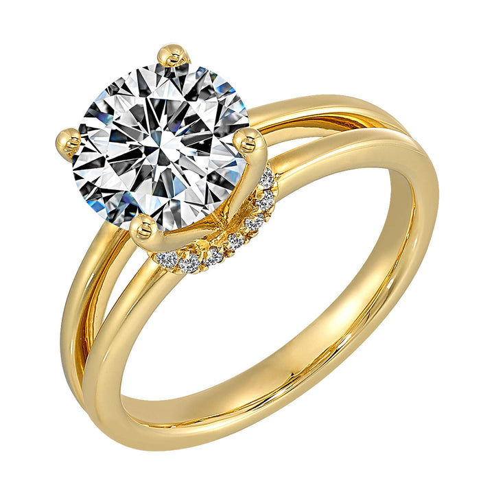 14Kt Yellow Semi Mount 1/10Ctw For 2Ct Round Center