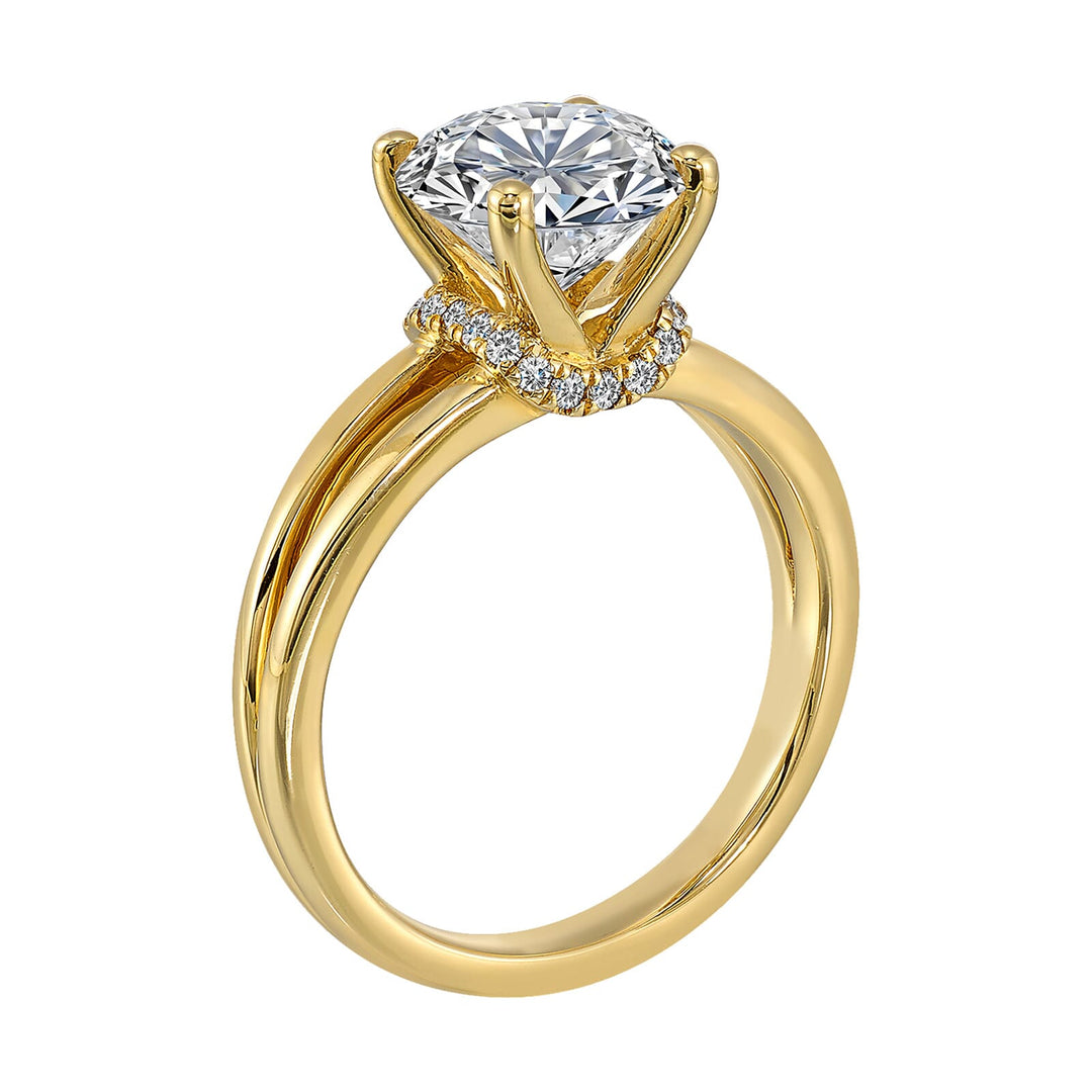 14Kt Yellow Semi Mount 1/10Ctw For 2Ct Round Center