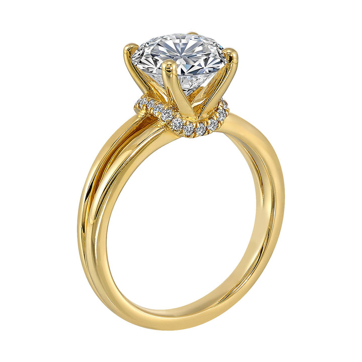 14Kt Yellow Semi Mount 1/10Ctw For 2Ct Round Center