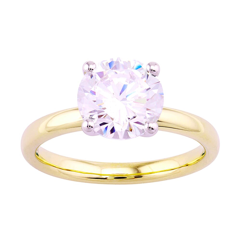 14Kt White Yellow Semi Mount For 2Ct Round Center