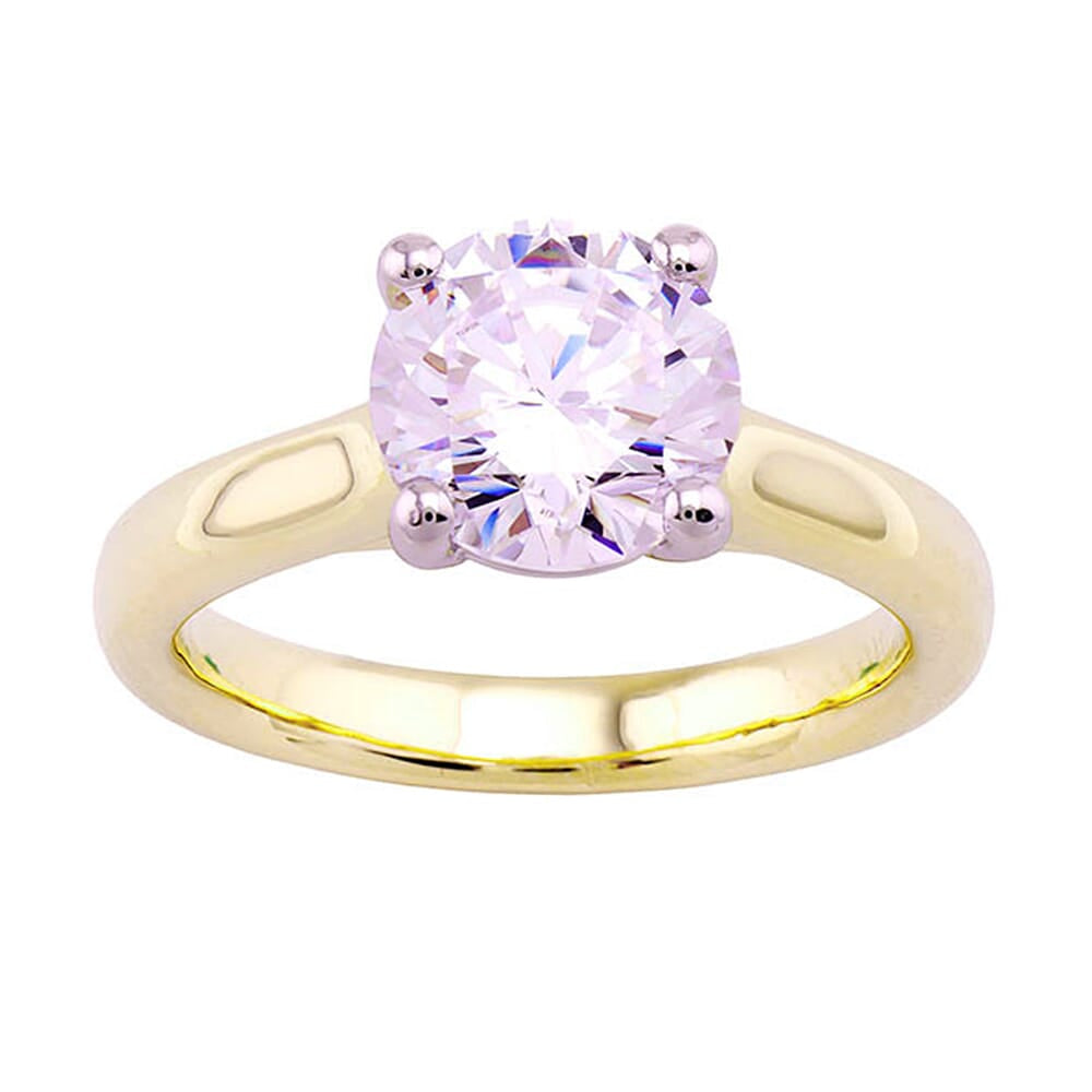 14Kt White Yellow Semi Mount For 2Ct Round Center