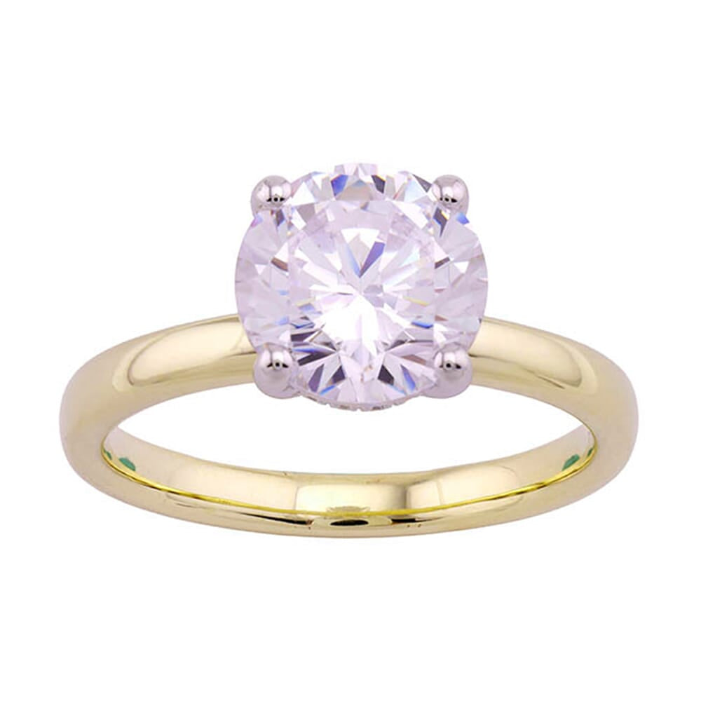 14Kt White Yellow Semi Mount 1/20Ctw For 2Ct Round Center