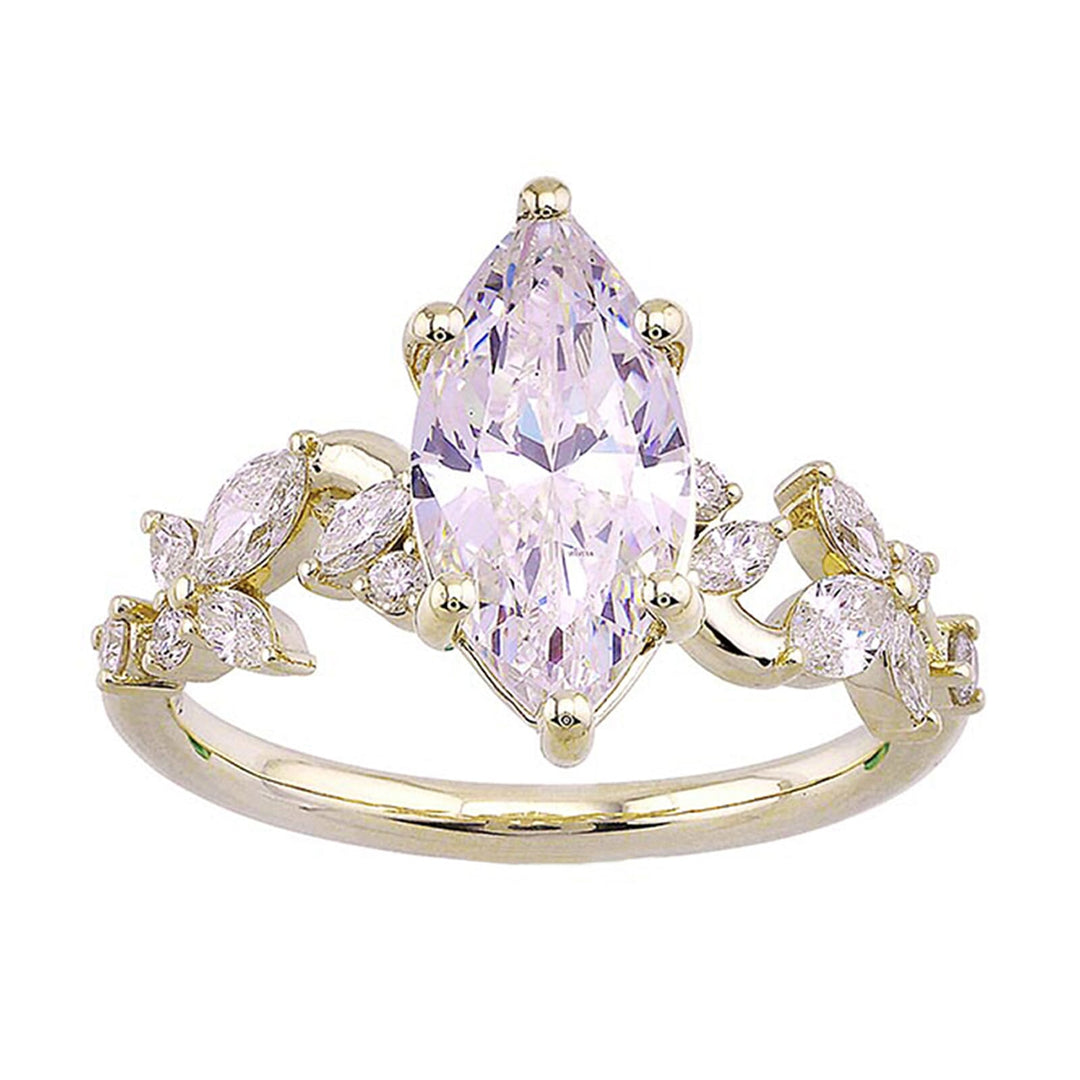 14Kt Yellow Semi Mount 1/2Ctw For 2Ct Marquise Center