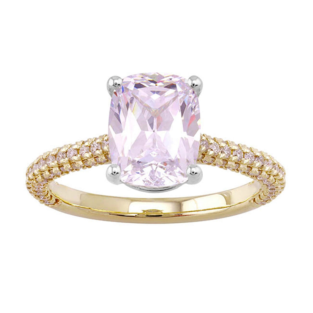 14Kt White Yellow Semi Mount 1/2Ctw For 2Ct Elonatged Cushion Center