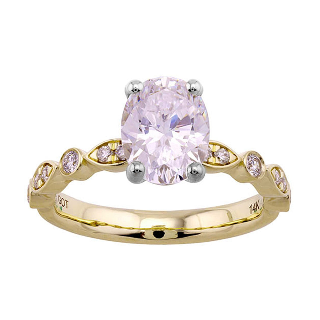 14Kt White Yellow Semi Mount 1/5Ctw For 2Ct Oval Center