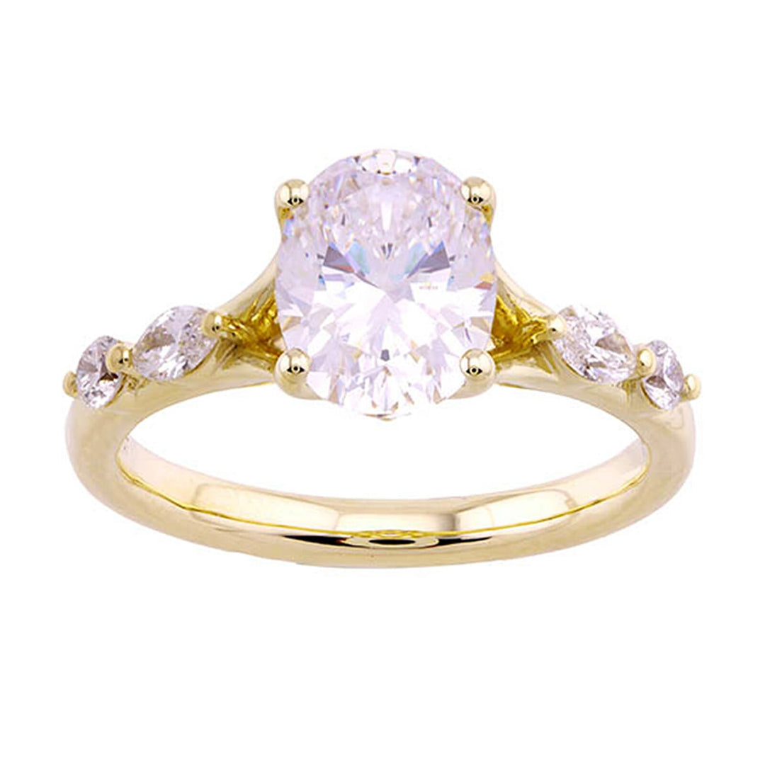 14Kt Yellow Semi Mount 1/3Ctw For 2Ct Oval Center