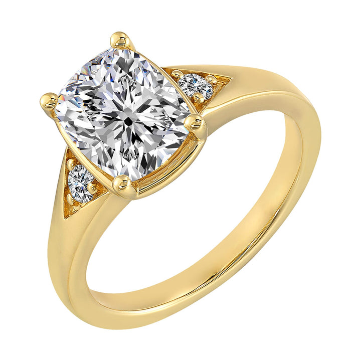 14Kt Yellow Semi Mount 1/10Ctw For 2Ct Elonatged Cushion Center