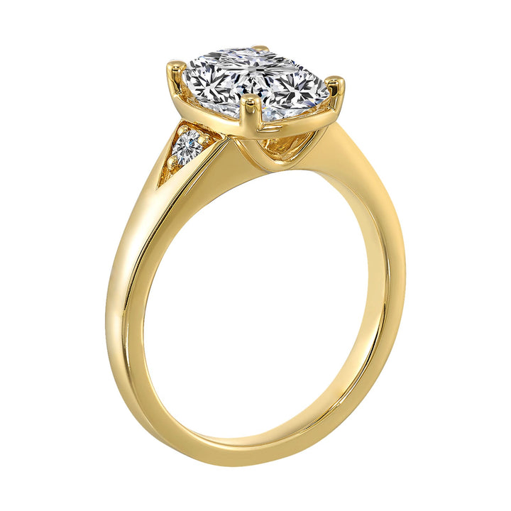 14Kt Yellow Semi Mount 1/8Ctw For 3Ct Enlongated Cushion Center