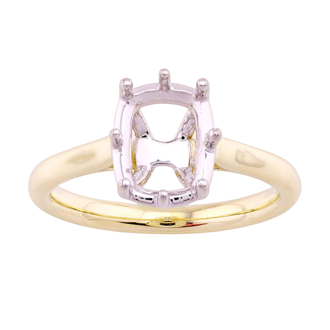 14Kt White Yellow Semi Mount For 2Ct Elonatged Cushion Center
