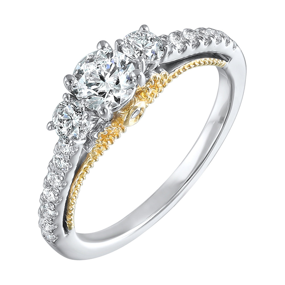 14Kt White Yellow Gold Diamond 1Ctw Ring