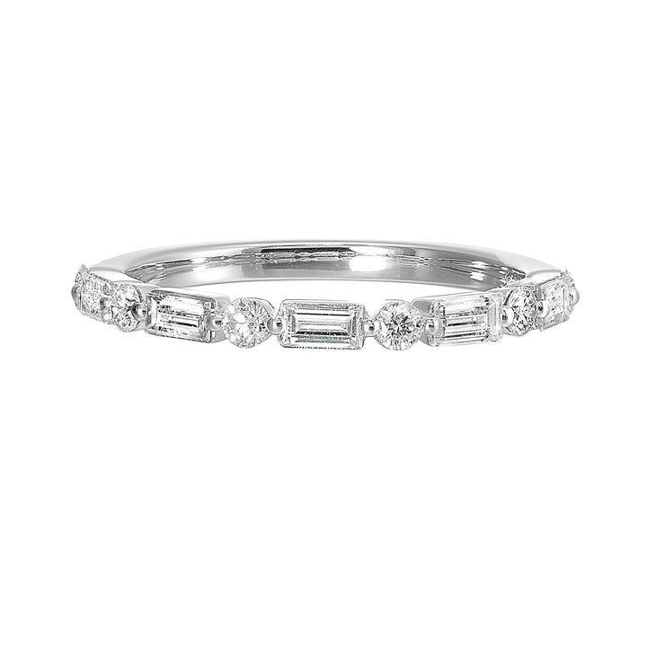 This stylish band features shimmering diamond baguettes alternating with round diamonds for an eye catching look.˜