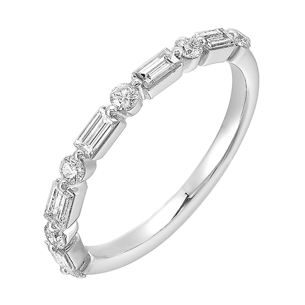This stylish band features shimmering diamond baguettes alternating with round diamonds for an eye catching look.˜