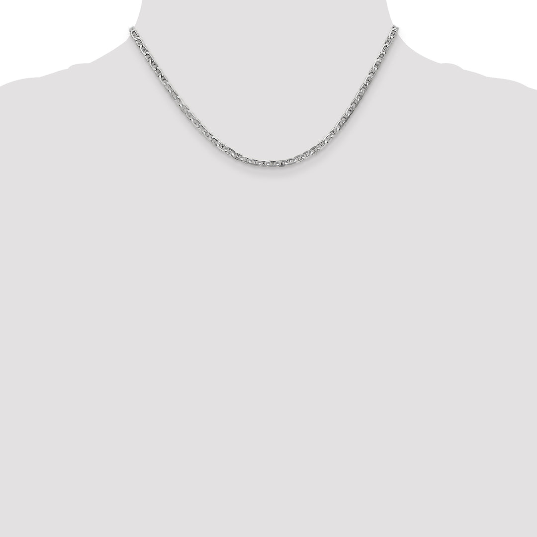 14k White Gold 3mm Concave Anchor Chain