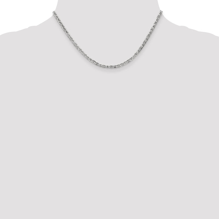 14k White Gold 3mm Concave Anchor Chain