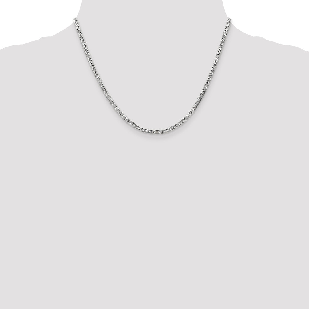 14k White Gold 3mm Concave Anchor Chain