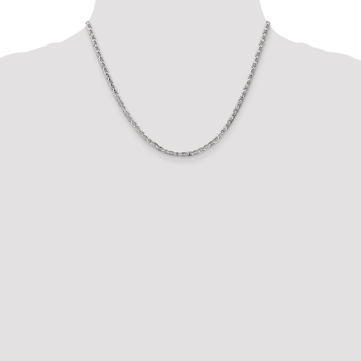 14k White Gold 3mm Concave Anchor Chain