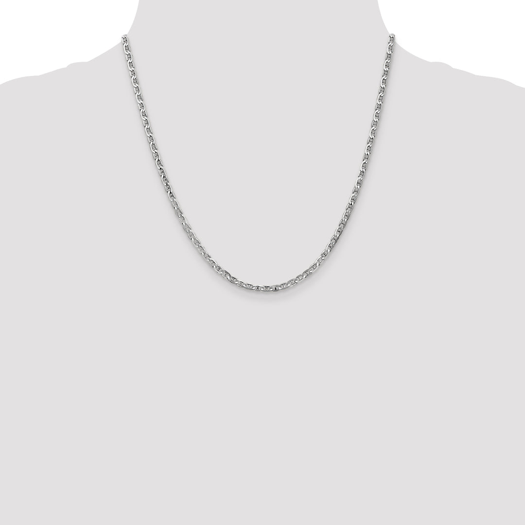 14k White Gold 3mm Concave Anchor Chain