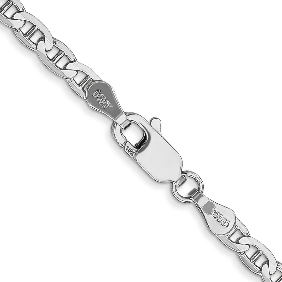 14k White Gold 3mm Concave Anchor Chain