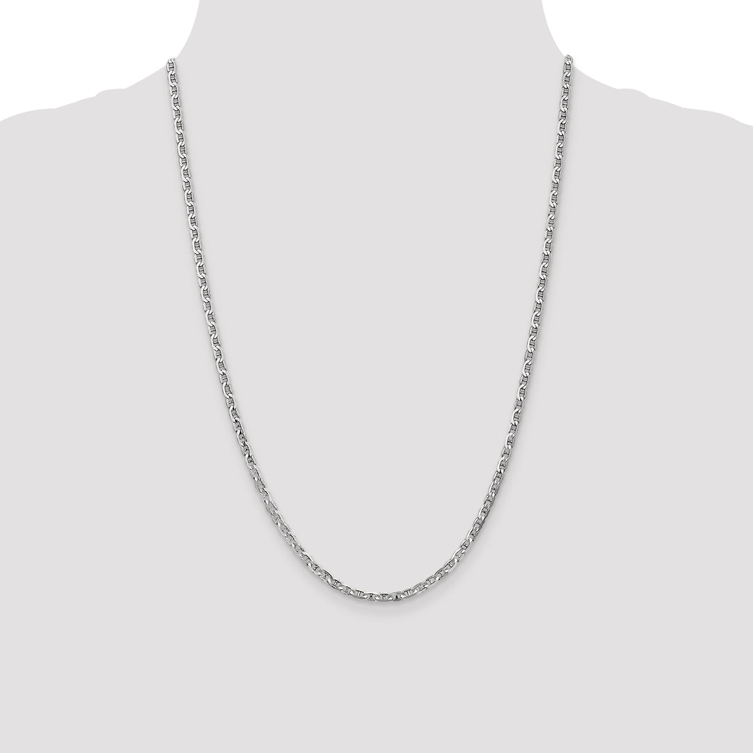 14k White Gold 3mm Concave Anchor Chain