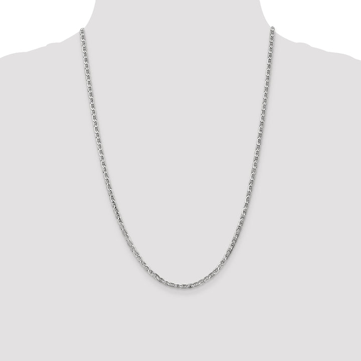 14k White Gold 3mm Concave Anchor Chain