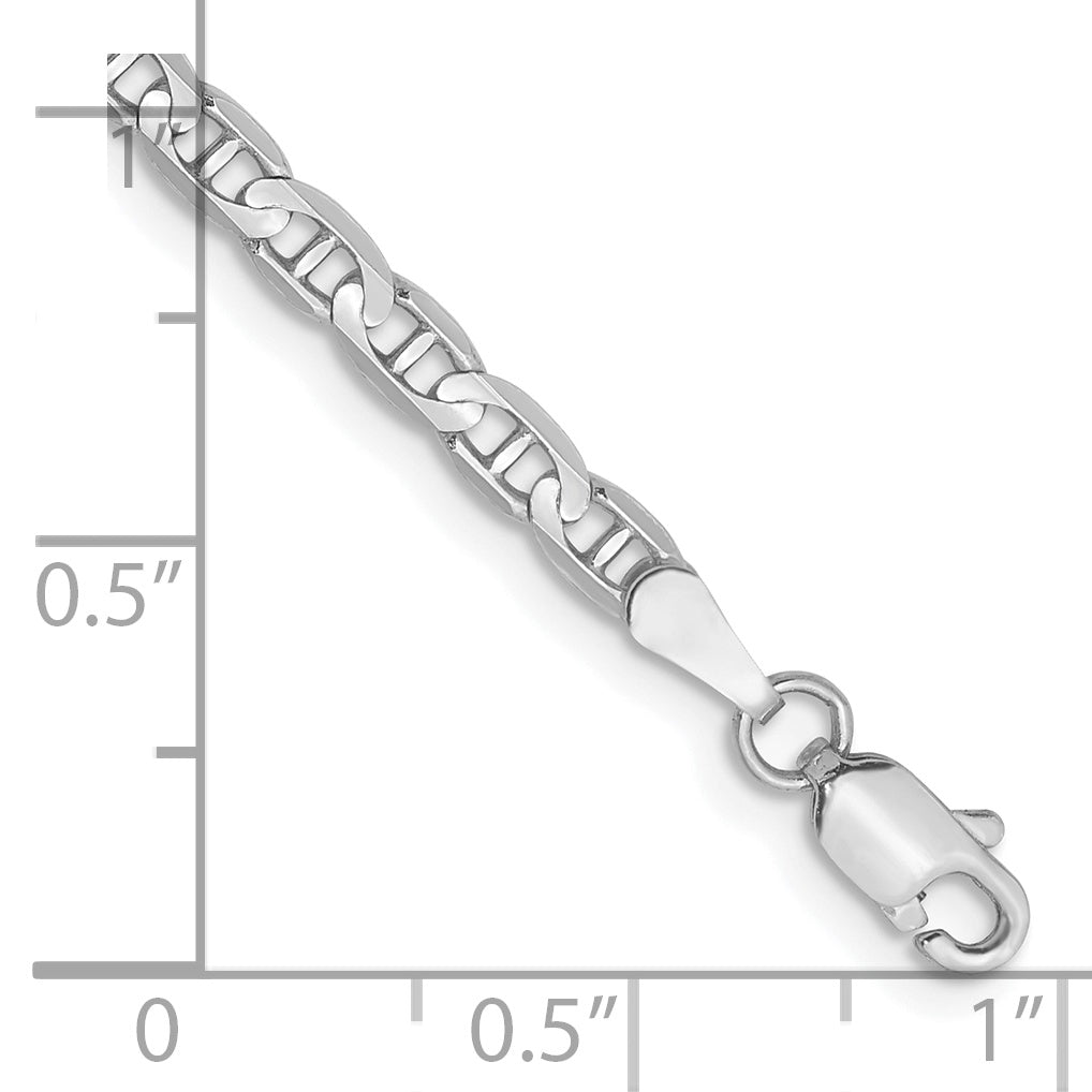 14k White Gold 3mm Concave Anchor Chain