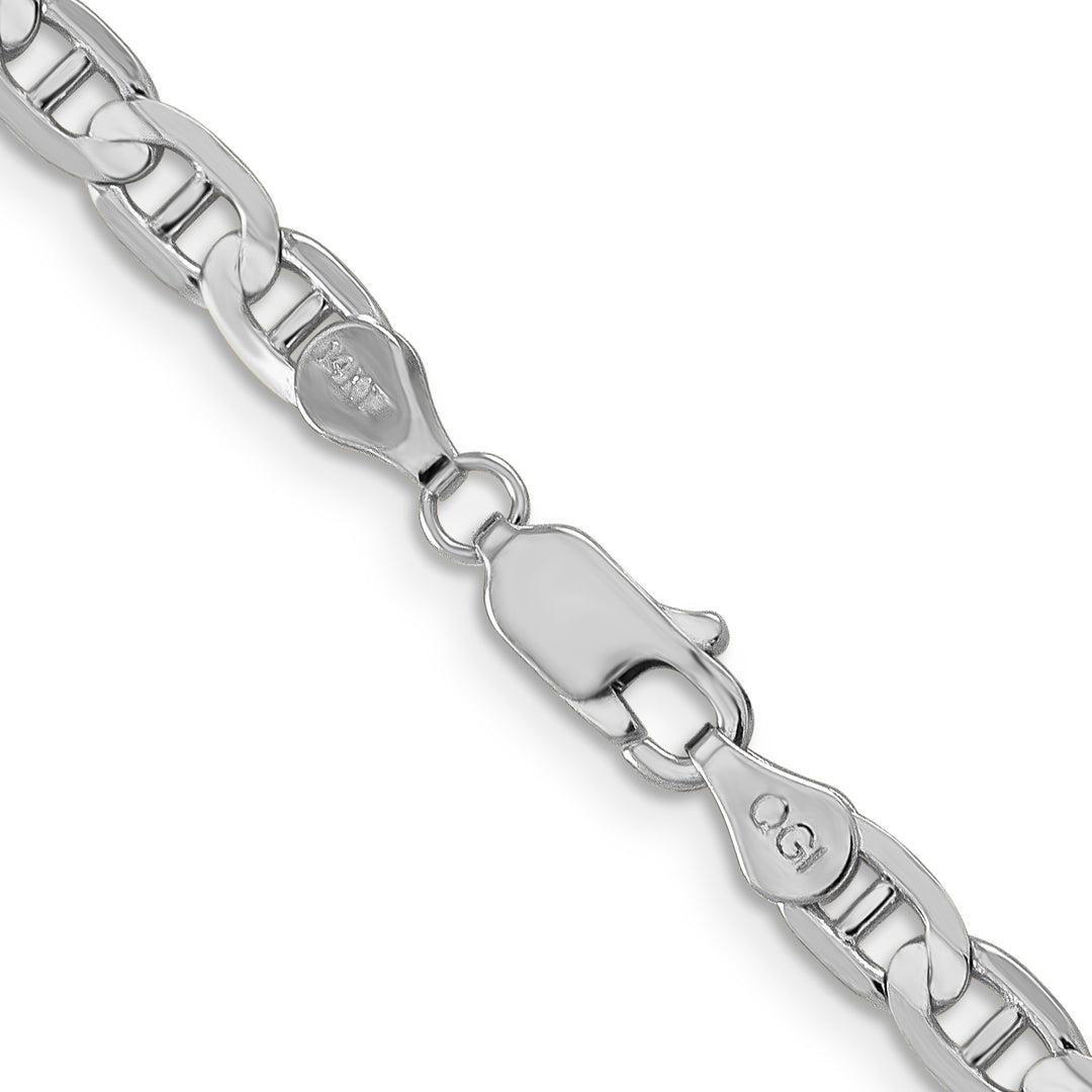 14k White Gold 4.5mm Concave Anchor Chain