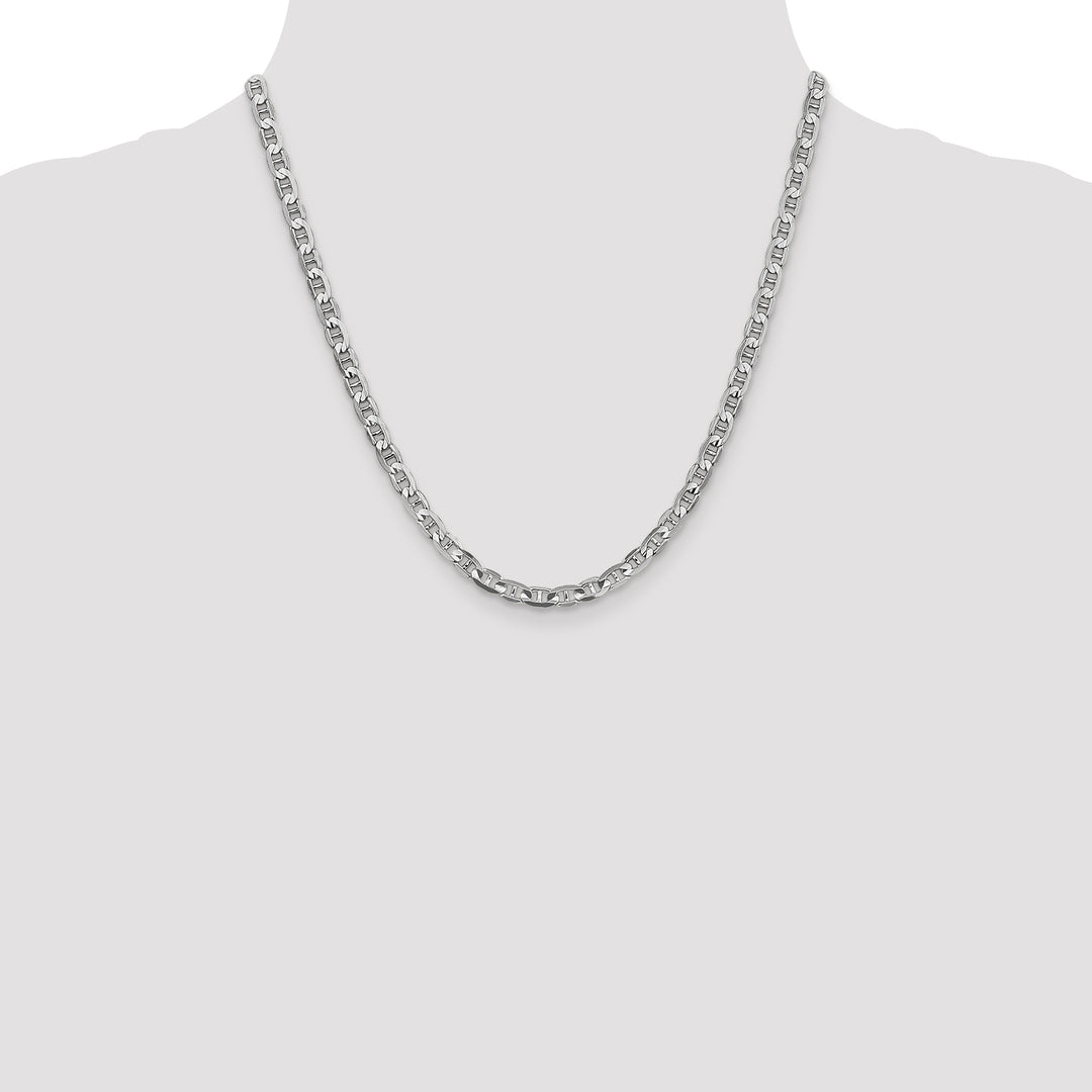 14k White Gold 4.5mm Concave Anchor Chain