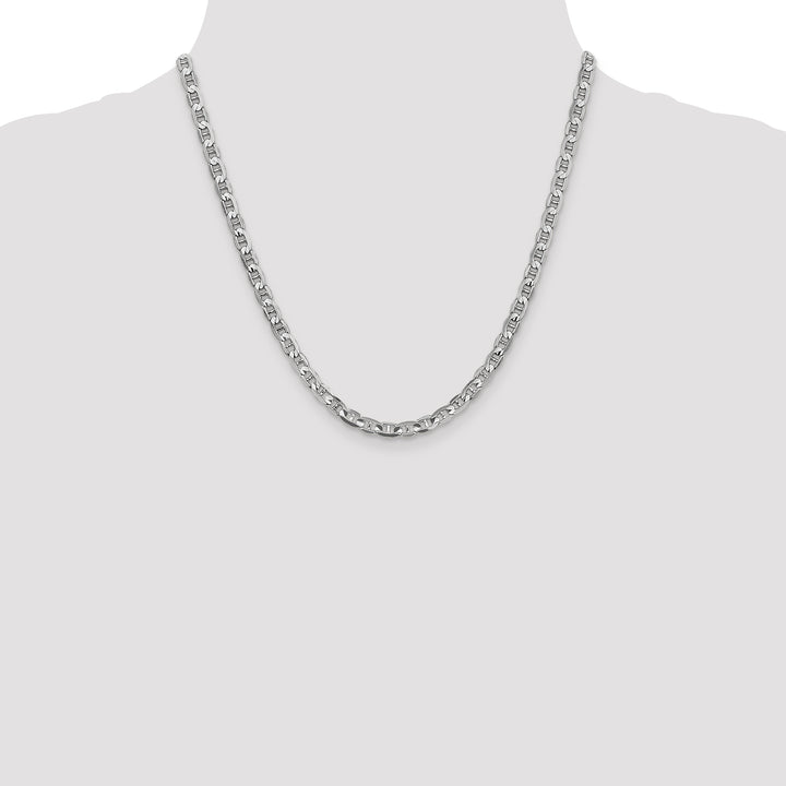 14k White Gold 4.5mm Concave Anchor Chain