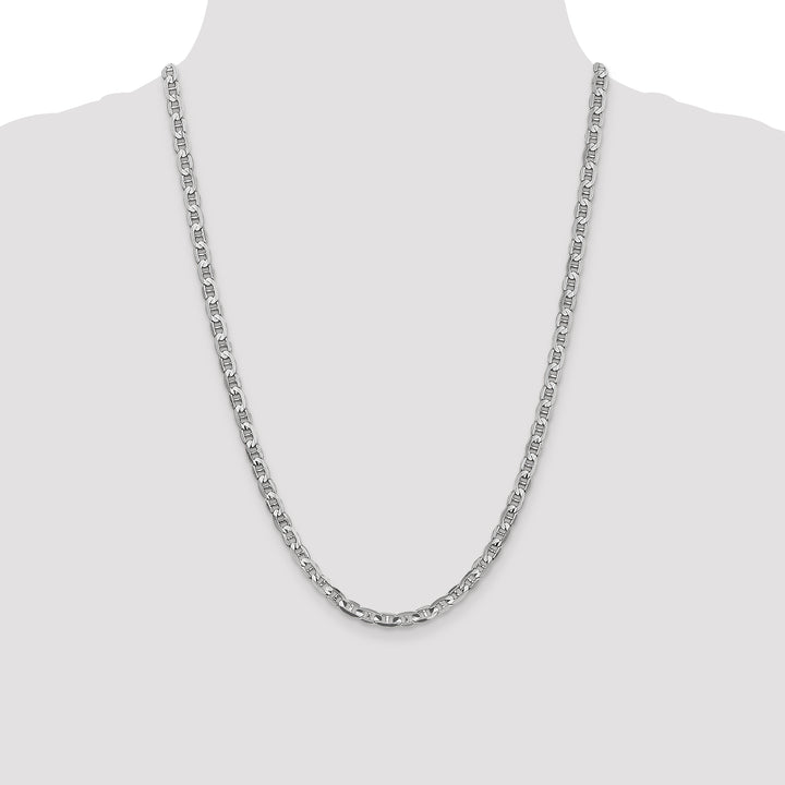 14k White Gold 4.5mm Concave Anchor Chain