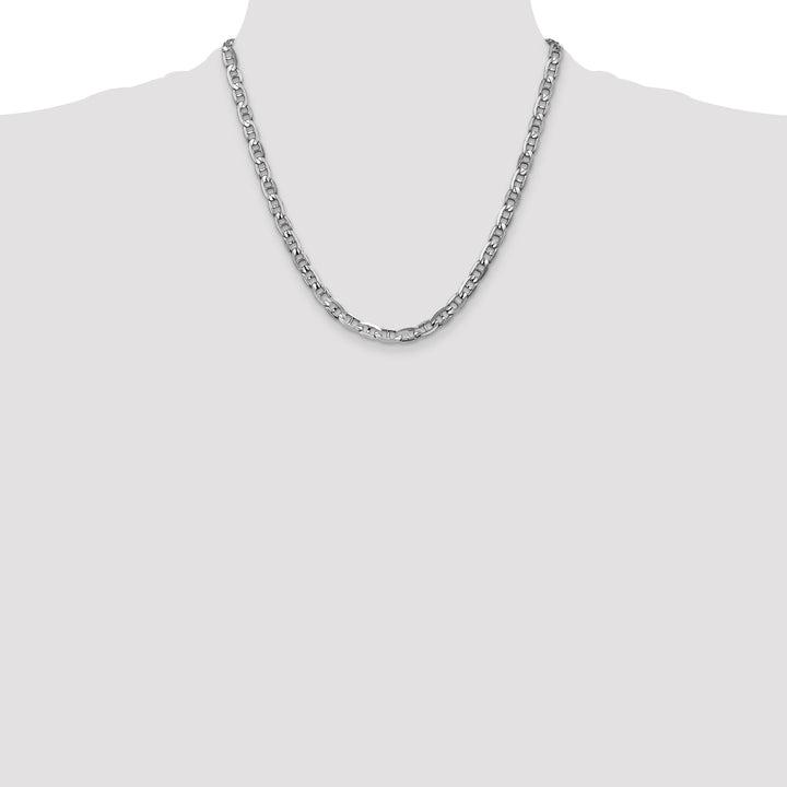 14k White Gold 5.25mm Concave Anchor Chain