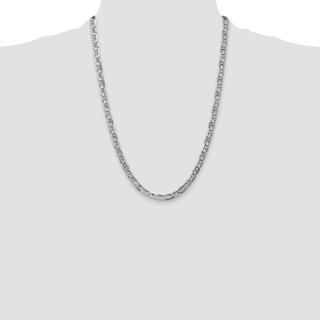 14k White Gold 5.25mm Concave Anchor Chain