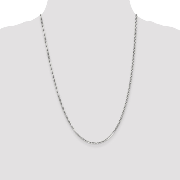 14k White Gold 2.2mm Flat Beveled Curb Chain