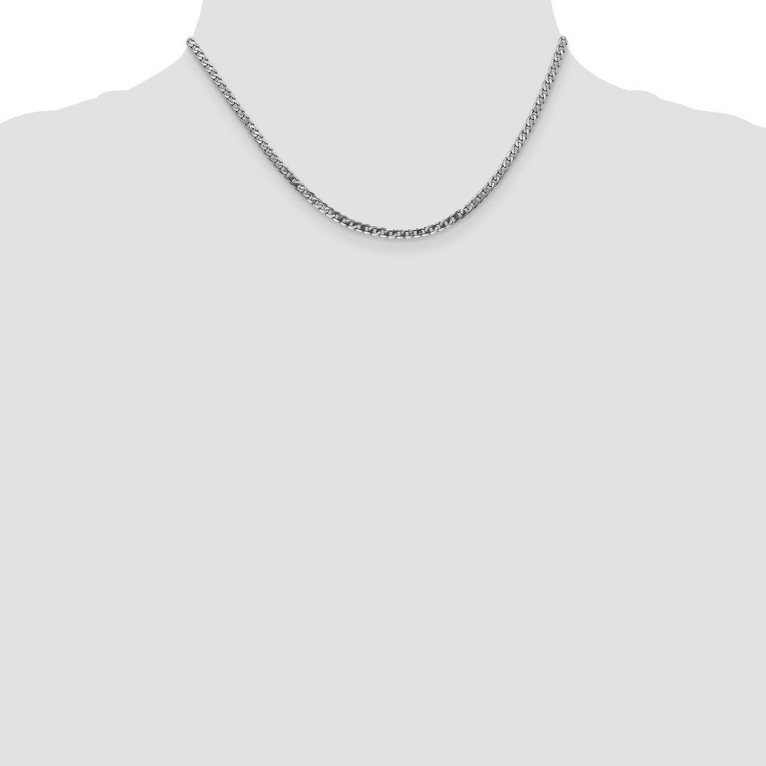 14k White Gold 2.9mm Flat Beveled Curb Chain