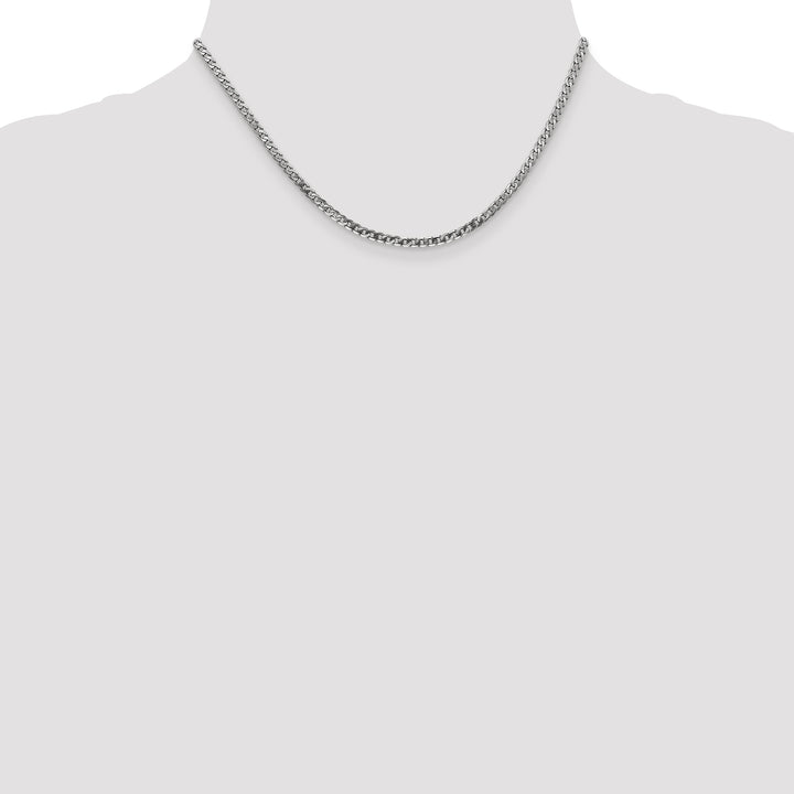 14k White Gold 2.9mm Flat Beveled Curb Chain