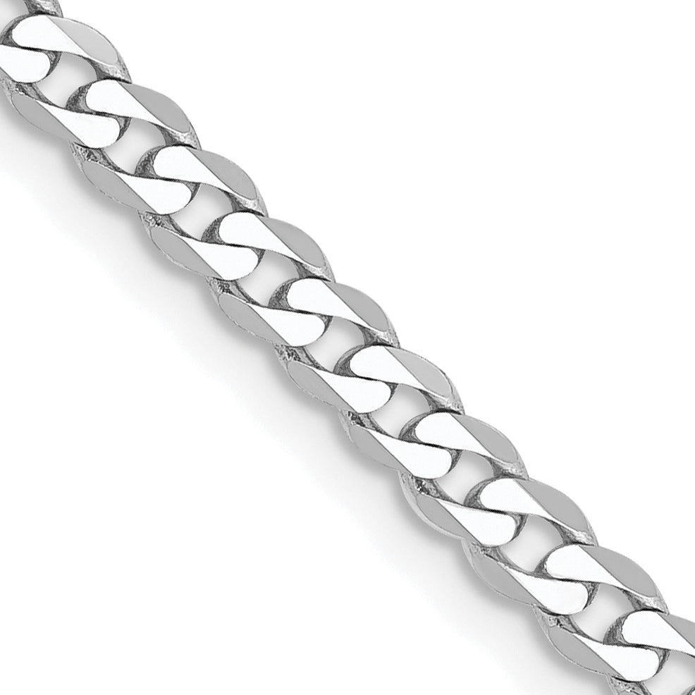 14k White Gold 2.9mm Flat Beveled Curb Chain